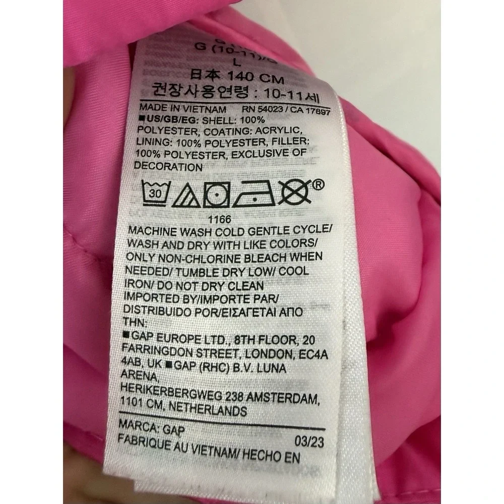 Girl's Large GAP Pink Puffer Jacket